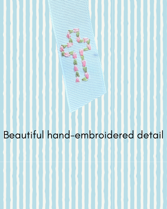 Winn and William - Floral Cross hand-embroidered bow