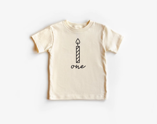 First Birthday Candle Tee Shirt- Toddler + Kids