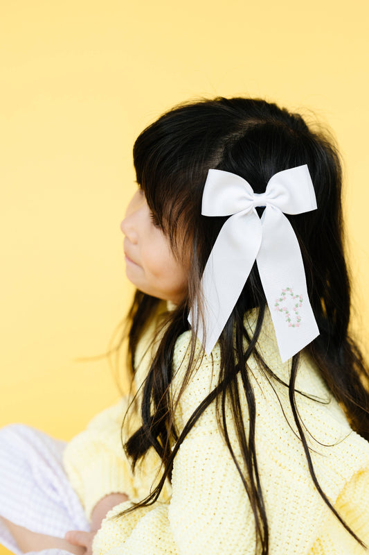 Winn and William - Floral Cross hand-embroidered bow